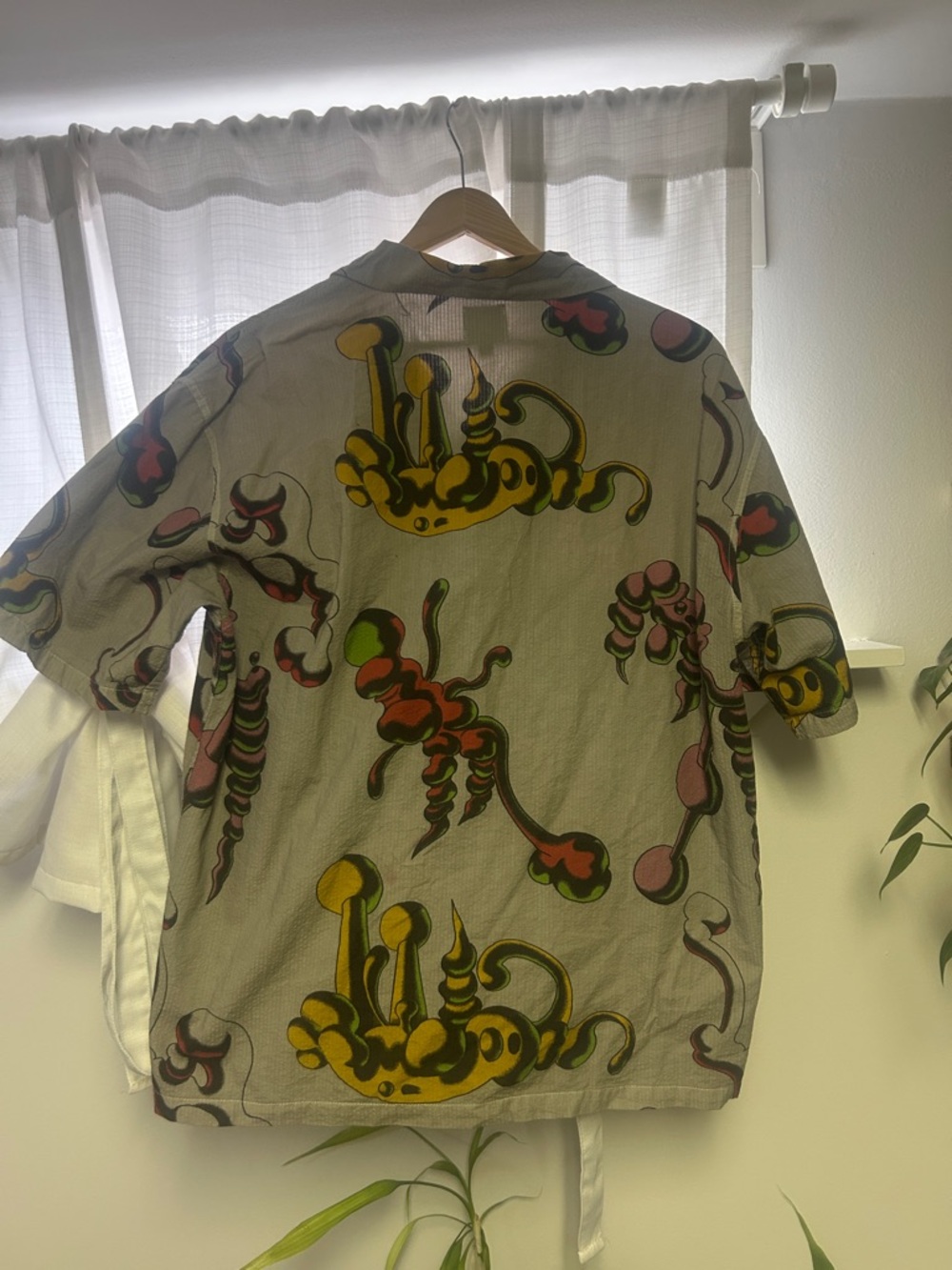Brain Dead Button-Down Shirt with Pink, Yellow & Green Print - Picture 2 of 2